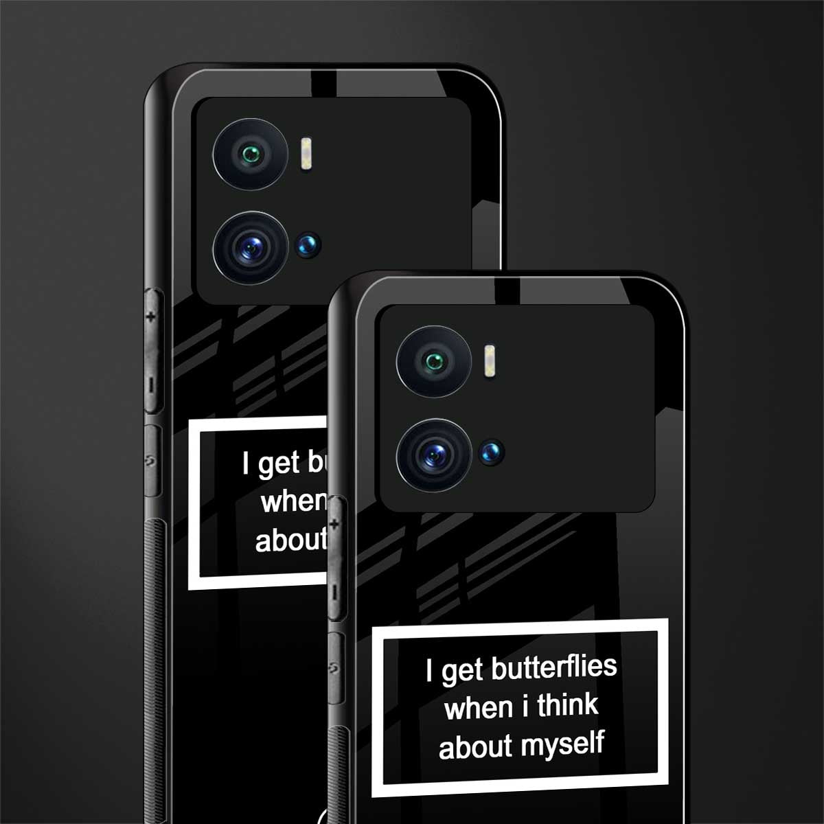 i get butterflies black edition back phone cover | glass case for iQOO 9 Pro