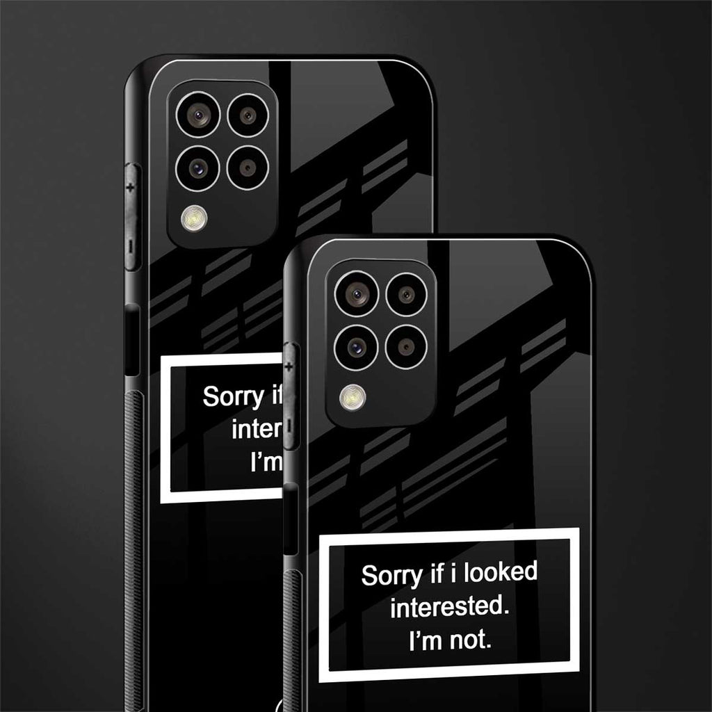 i'm not interested black back phone cover | glass case for samsung galaxy m33 5g