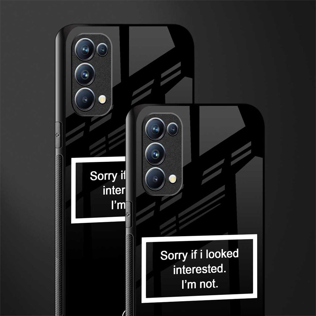i'm not interested black back phone cover | glass case for oppo reno 5