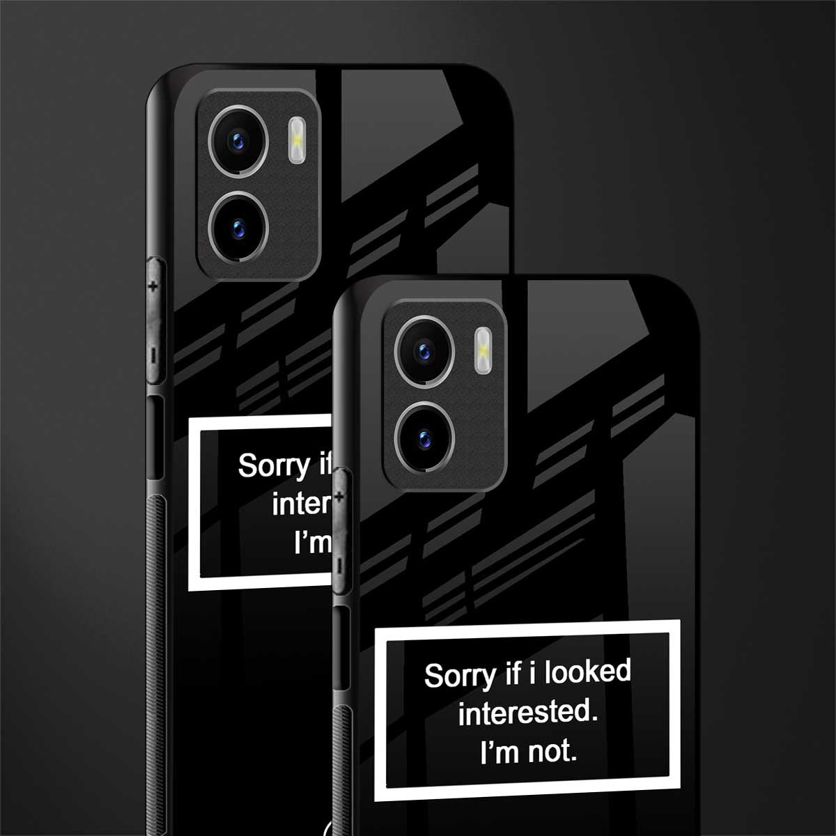 i'm not interested black back phone cover | glass case for vivo y72