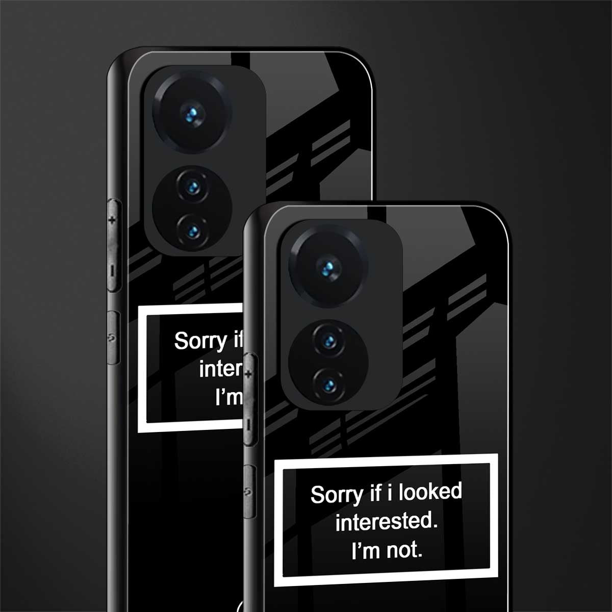 i'm not interested black back phone cover | glass case for vivo t1 44w 4g