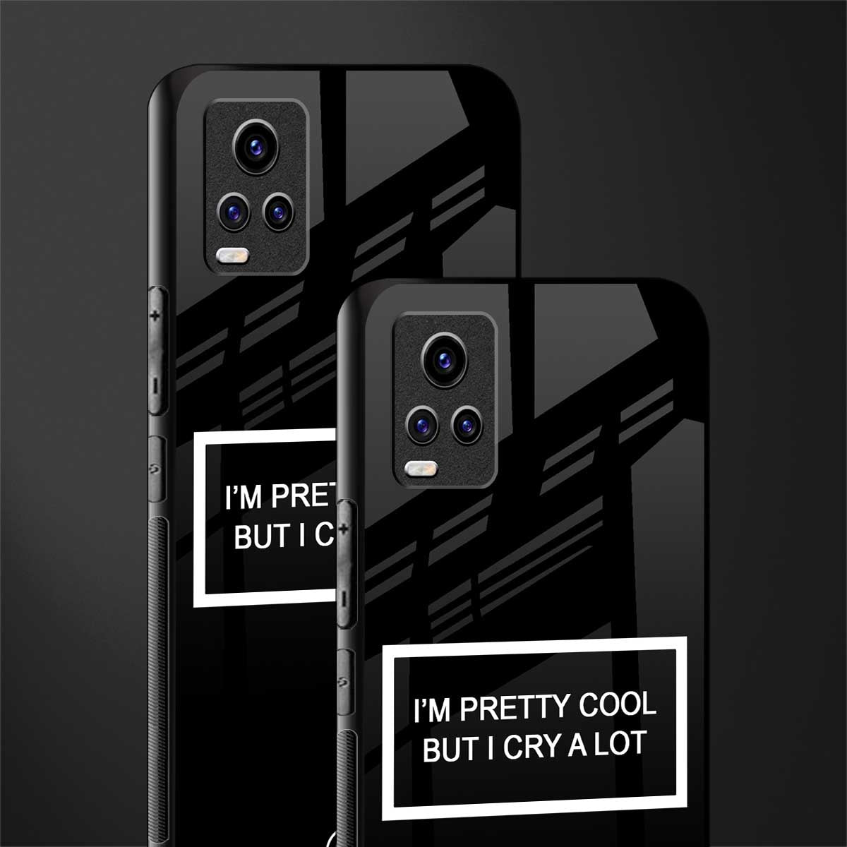 i'm pretty cool black edition back phone cover | glass case for vivo y73