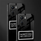 i'm pretty cool black edition back phone cover | glass case for vivo y16