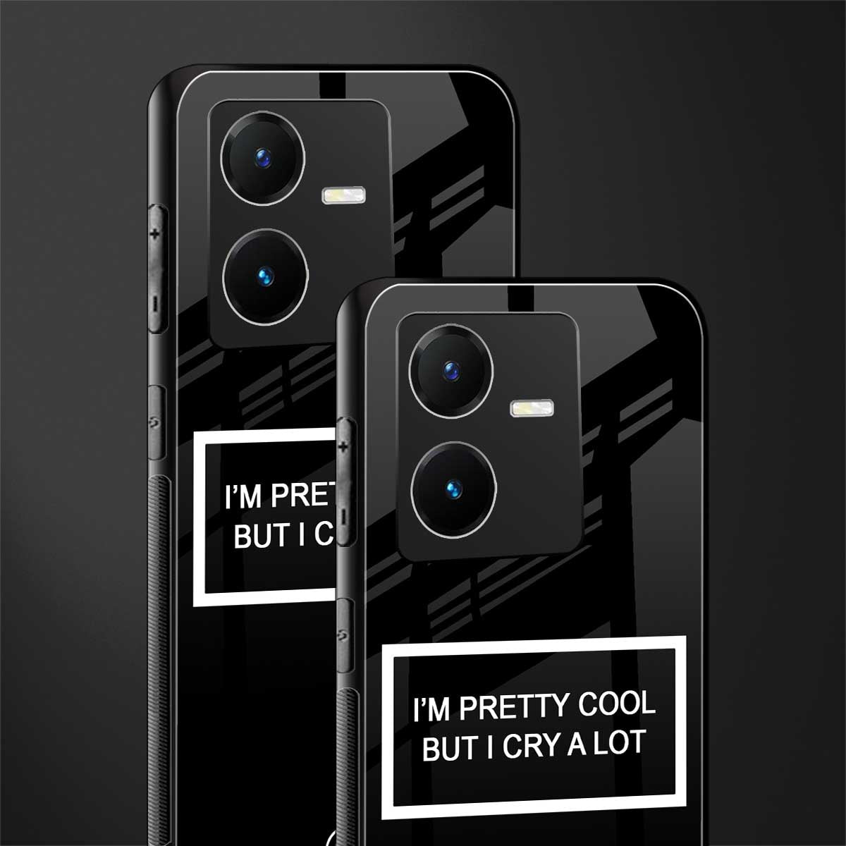 i'm pretty cool black edition back phone cover | glass case for vivo y22