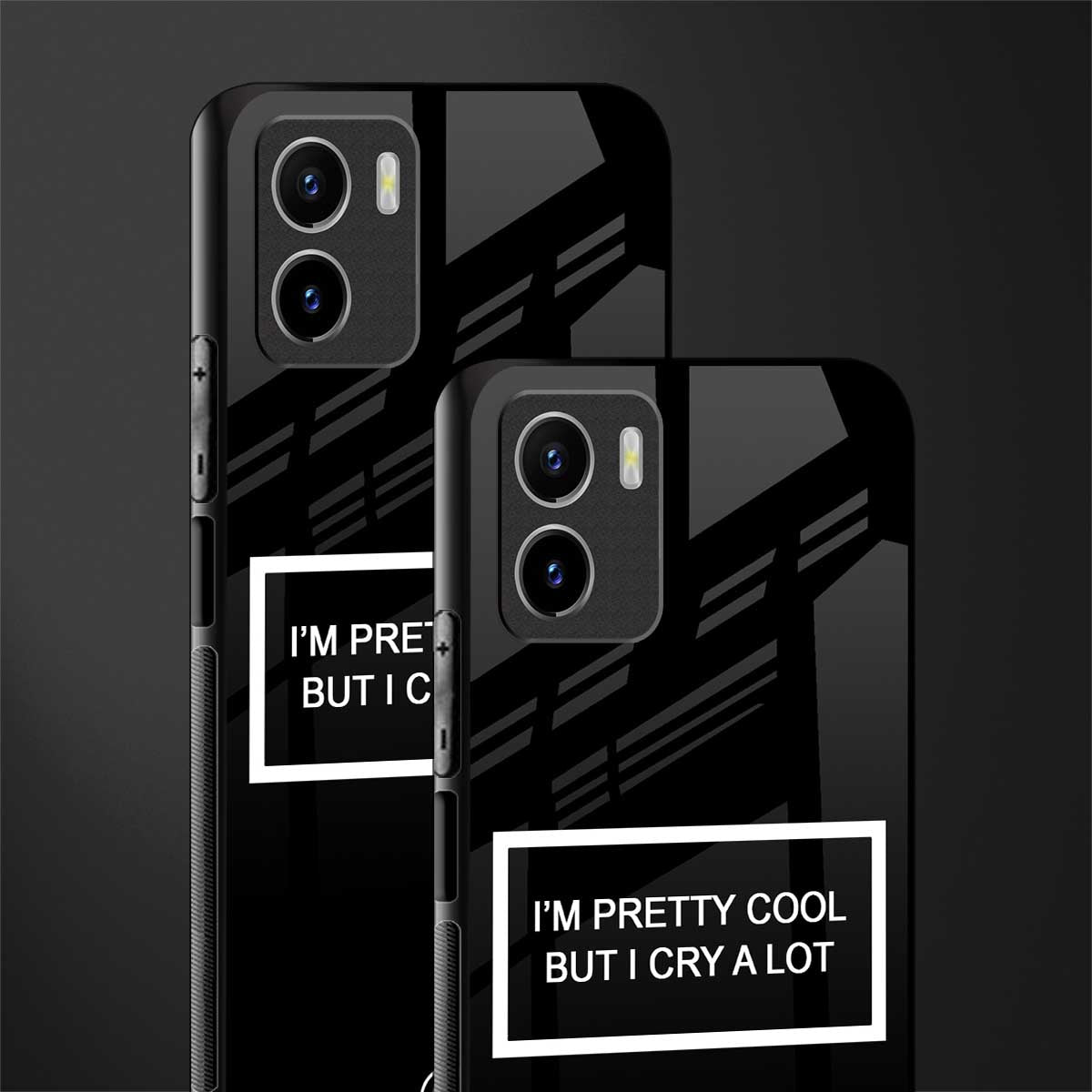 i'm pretty cool black edition back phone cover | glass case for vivo y72