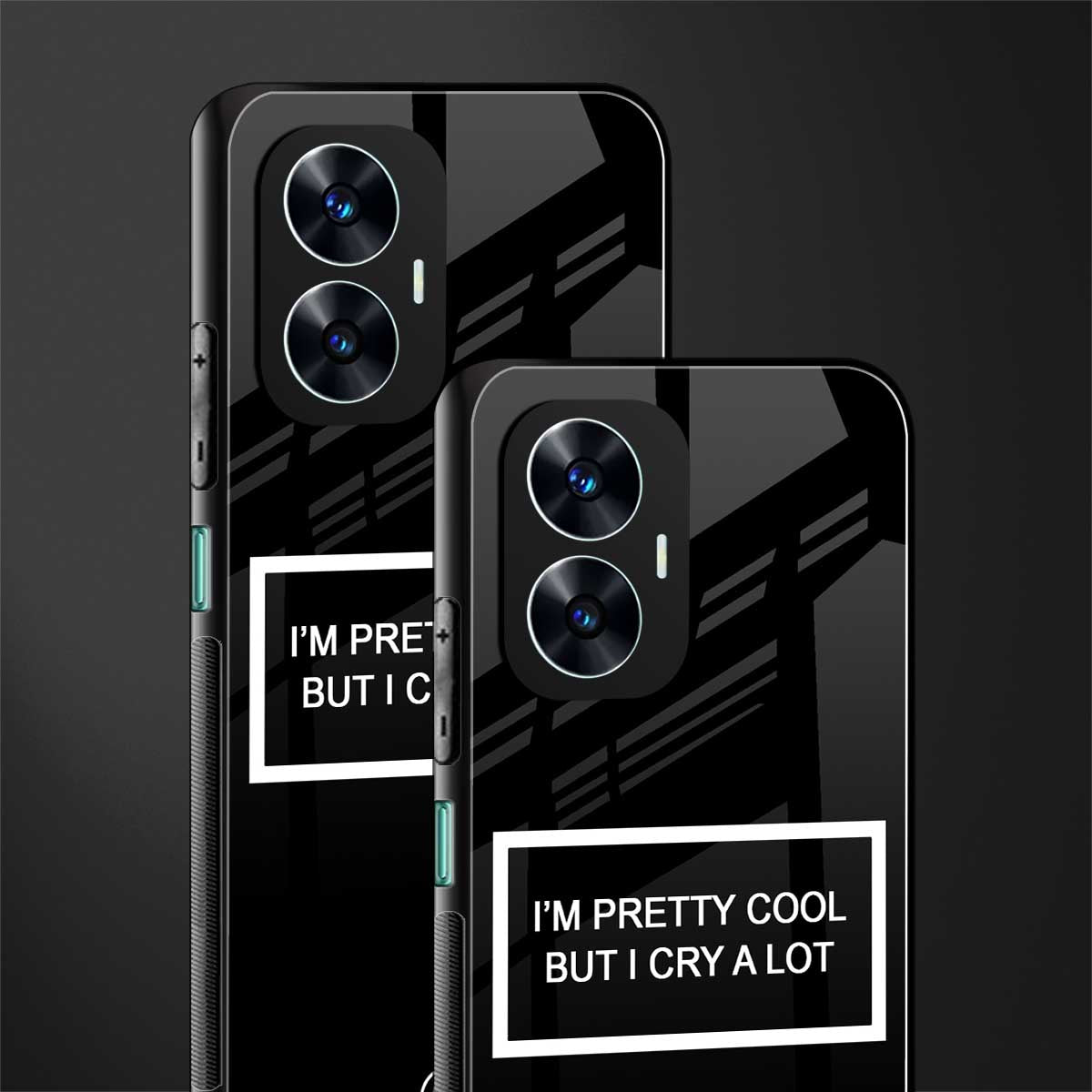 i'm pretty cool black edition back phone cover | glass case for realme c55