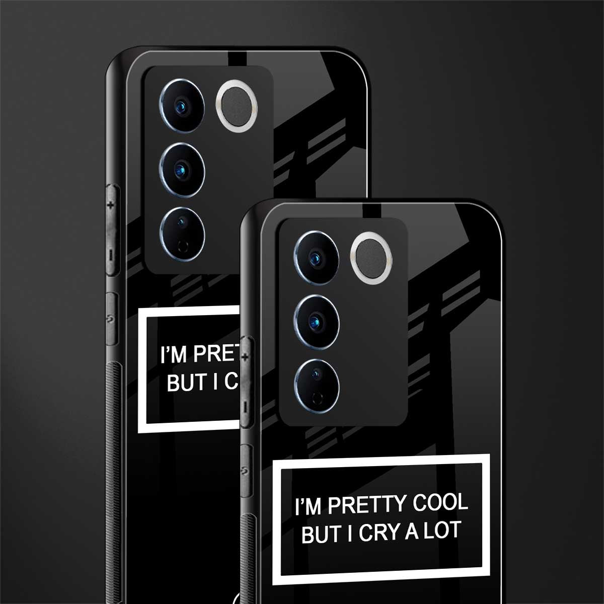i'm pretty cool black edition back phone cover | glass case for vivo v27 pro 5g