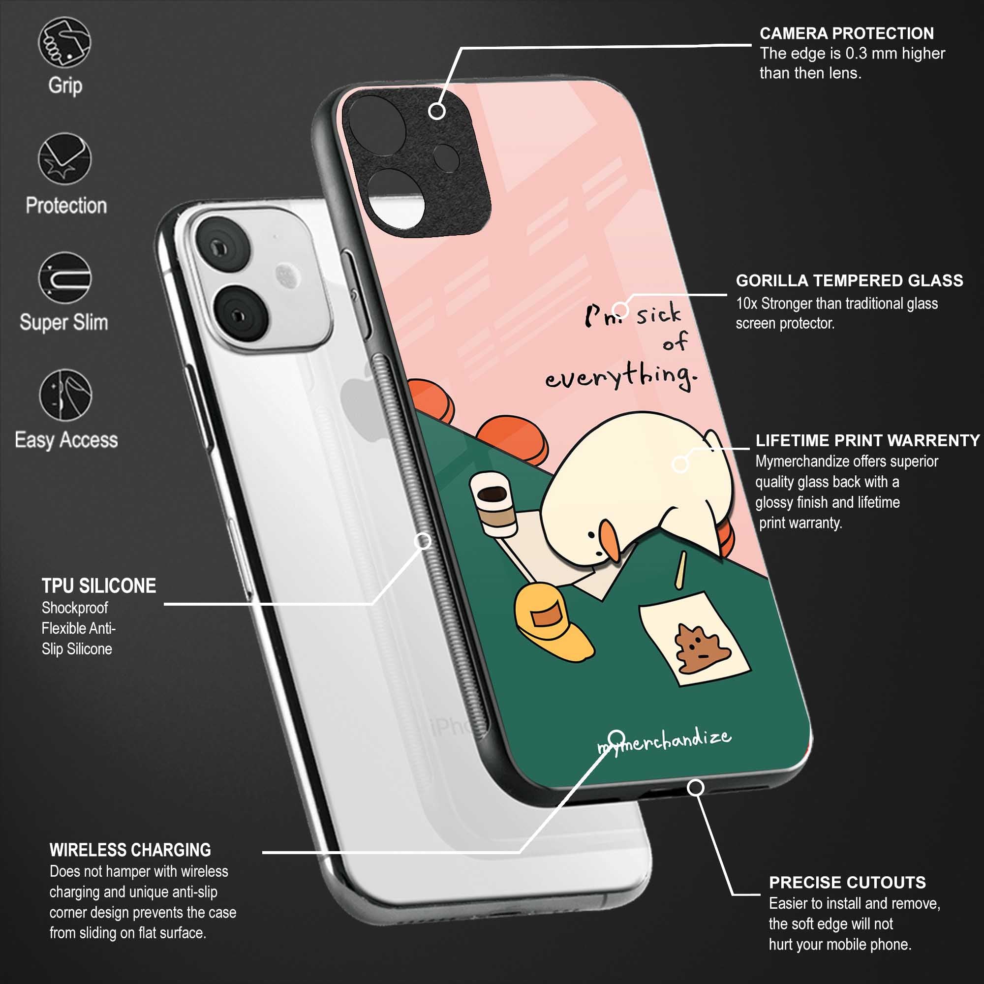 i'm sick of everything back phone cover | glass case for redmi note 11 pro plus 4g/5g