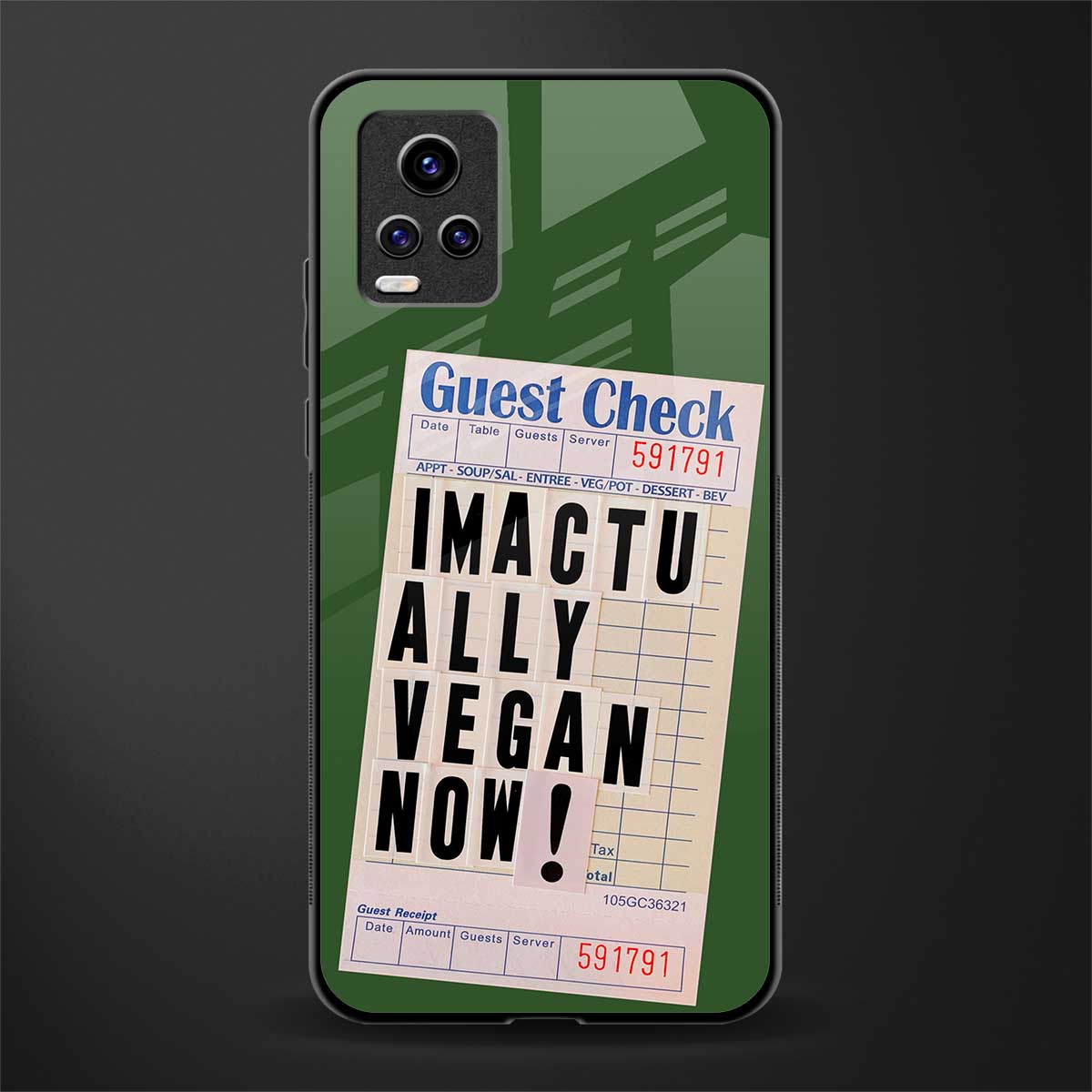i'm vegan back phone cover | glass case for vivo y73