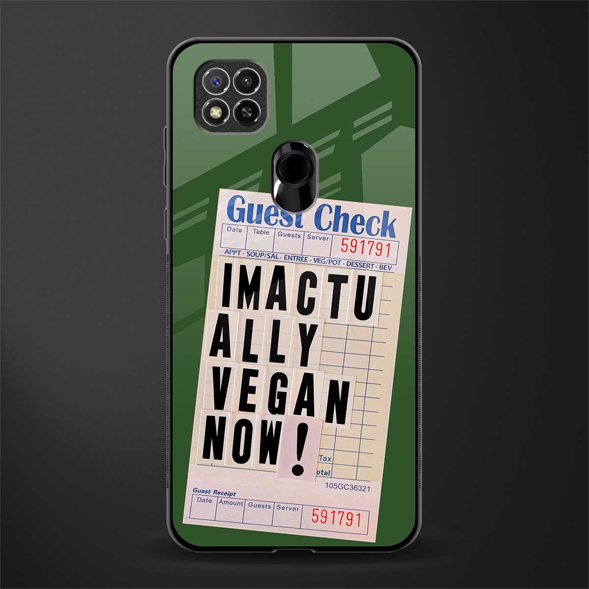 i'm vegan glass case for redmi 9 image