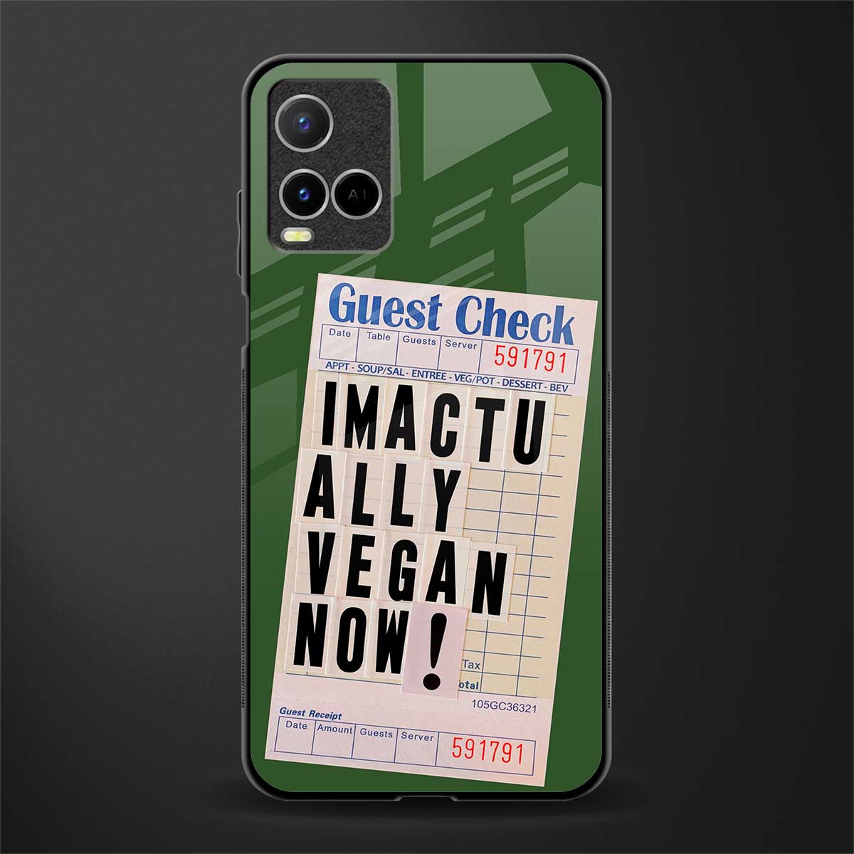 i'm vegan glass case for vivo y21 image