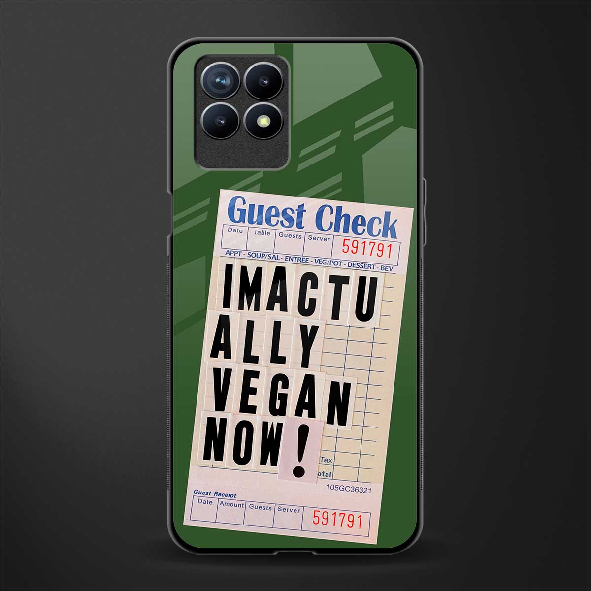 i'm vegan glass case for realme 8i image