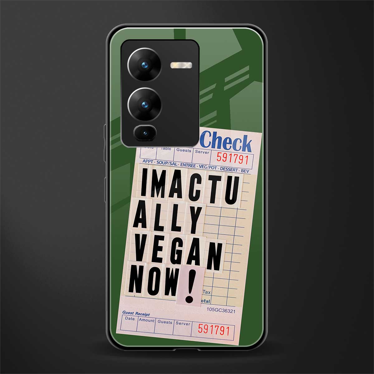 i'm vegan back phone cover | glass case for vivo v25 pro 5g