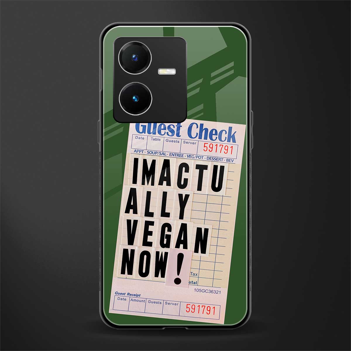 i'm vegan back phone cover | glass case for vivo y22