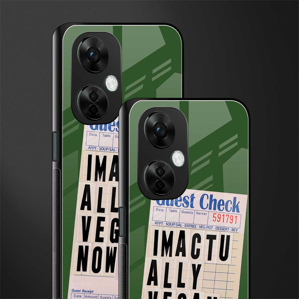 i'm vegan back phone cover | glass case for oneplus nord ce 3 lite