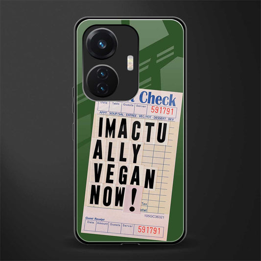 i'm vegan back phone cover | glass case for vivo t1 44w 4g