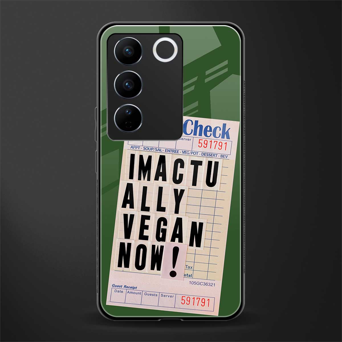 i'm vegan back phone cover | glass case for vivo v27 pro 5g
