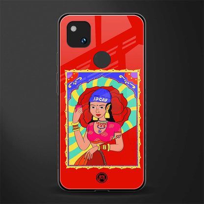 idgaf queen back phone cover | glass case for google pixel 4a 4g