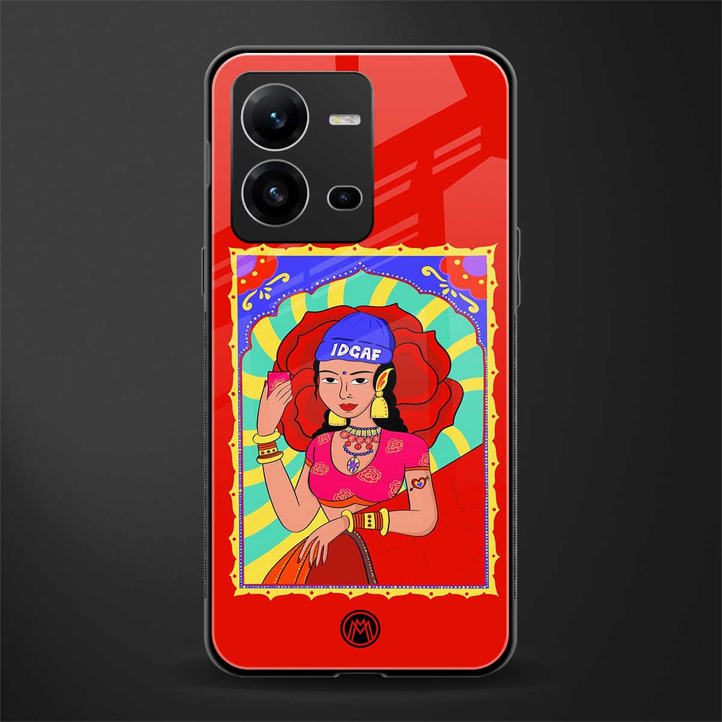 idgaf queen back phone cover | glass case for vivo v25-5g