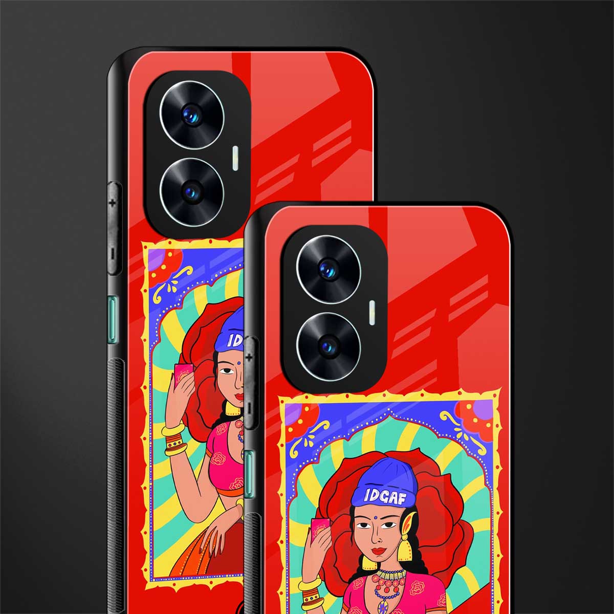 idgaf queen back phone cover | glass case for realme c55