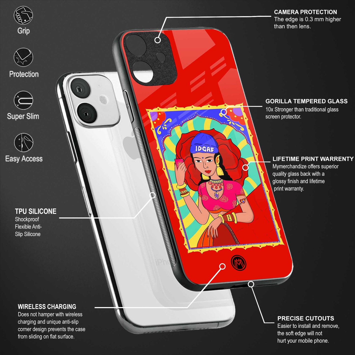 idgaf queen back phone cover | glass case for vivo v25-5g