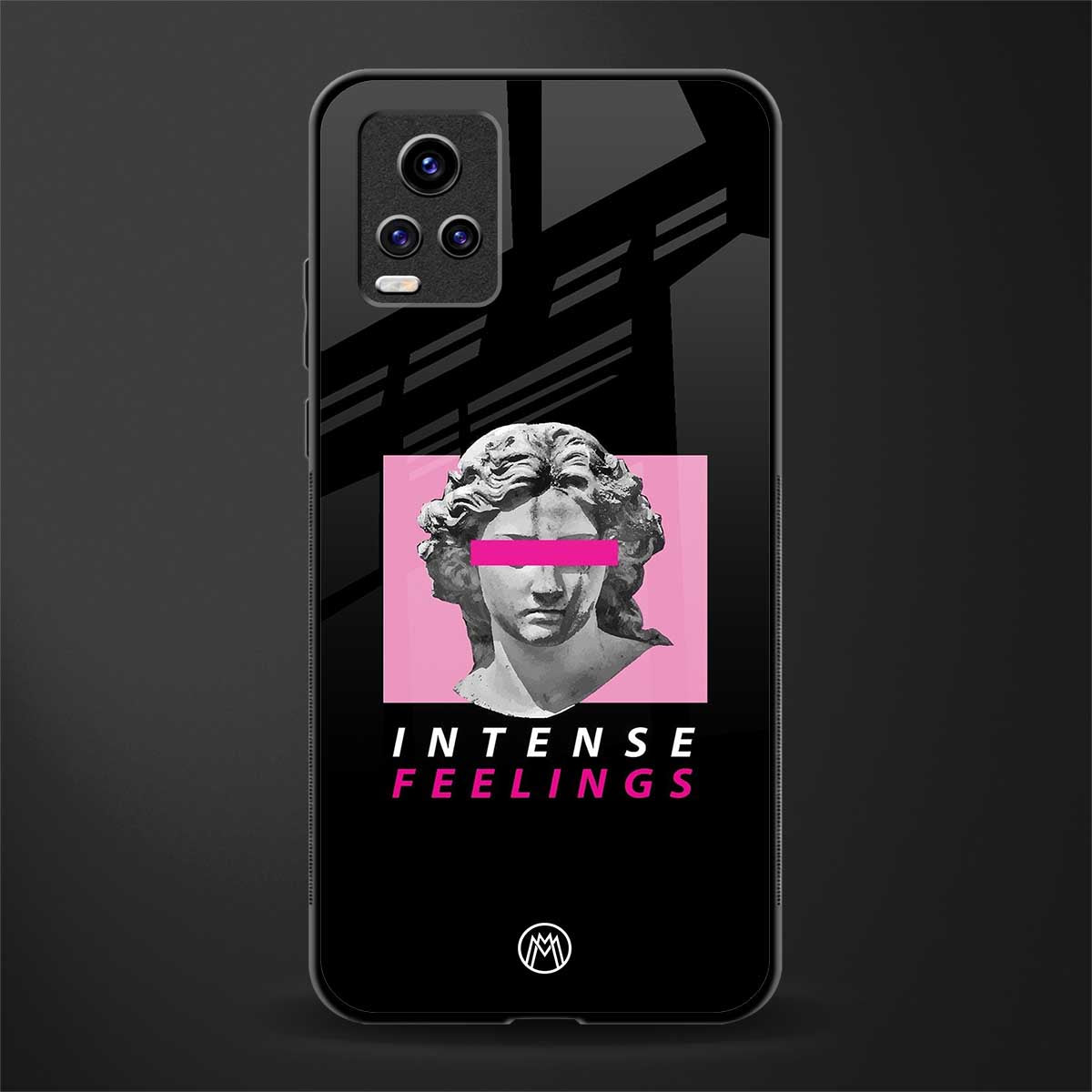 intense feelings back phone cover | glass case for vivo v21e 4g