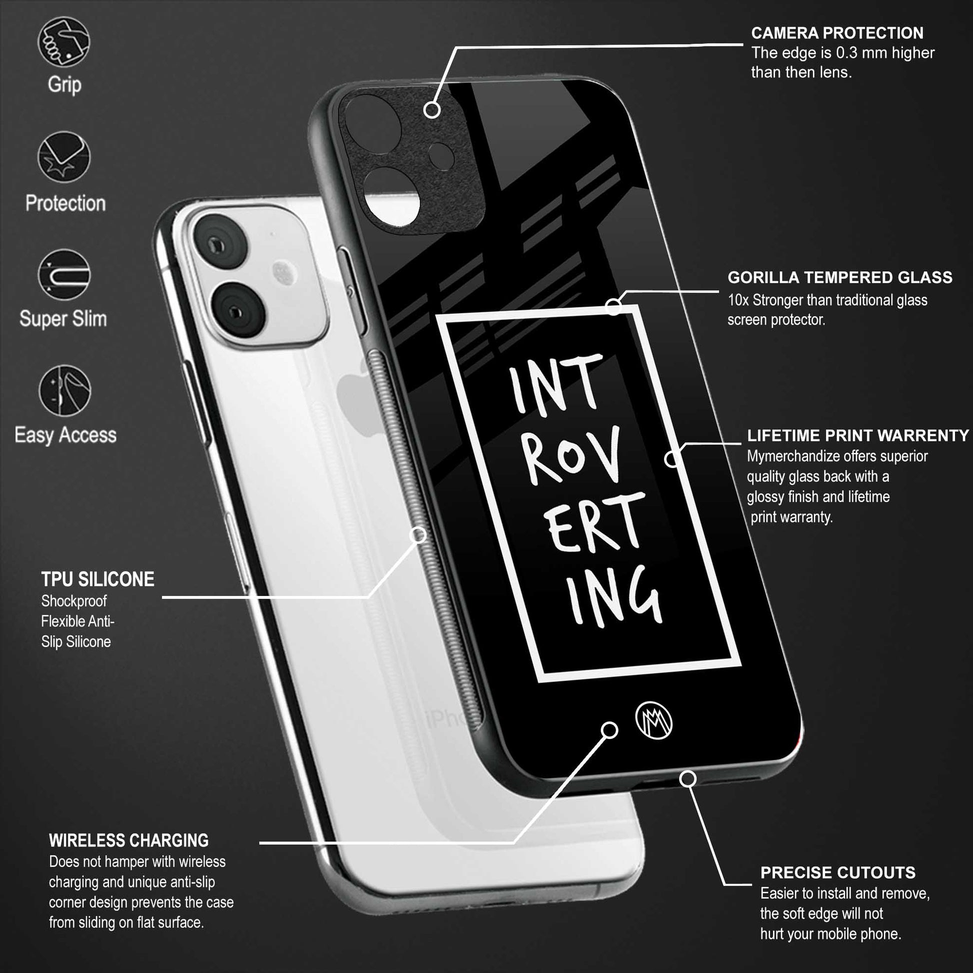 introverting back phone cover | glass case for vivo v25 pro 5g