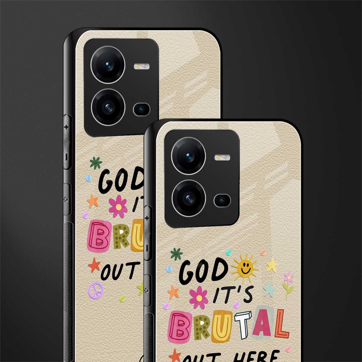 it's brutal out here back phone cover | glass case for vivo v25-5g