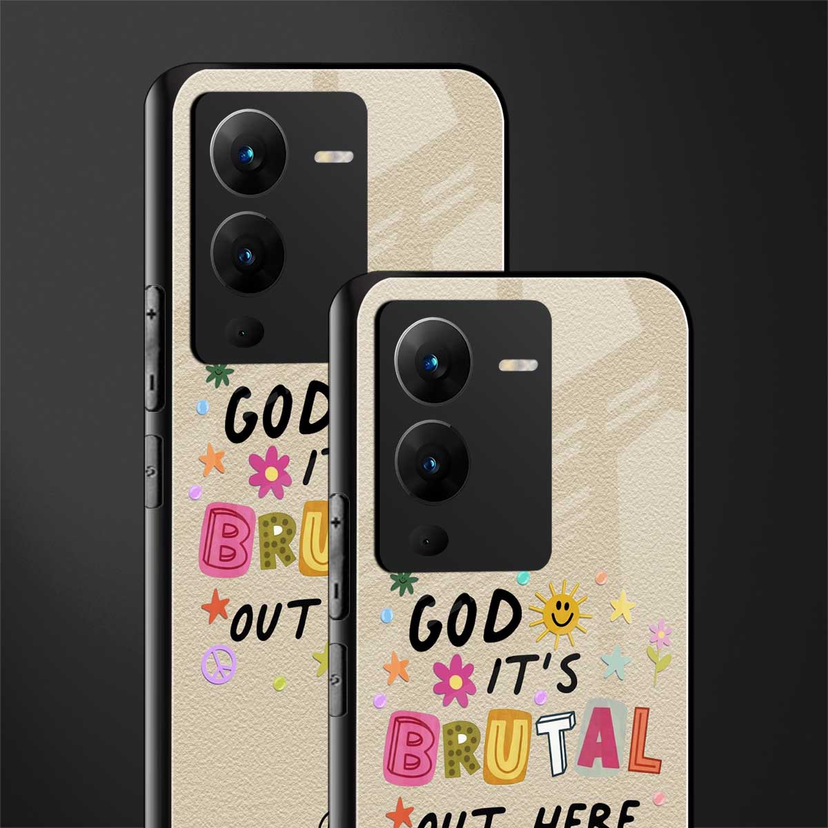 it's brutal out here back phone cover | glass case for vivo v25 pro 5g