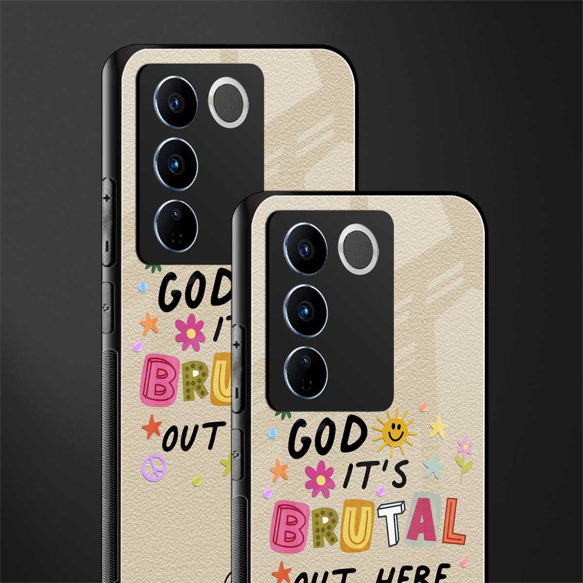 it's brutal out here back phone cover | glass case for vivo v27 pro 5g
