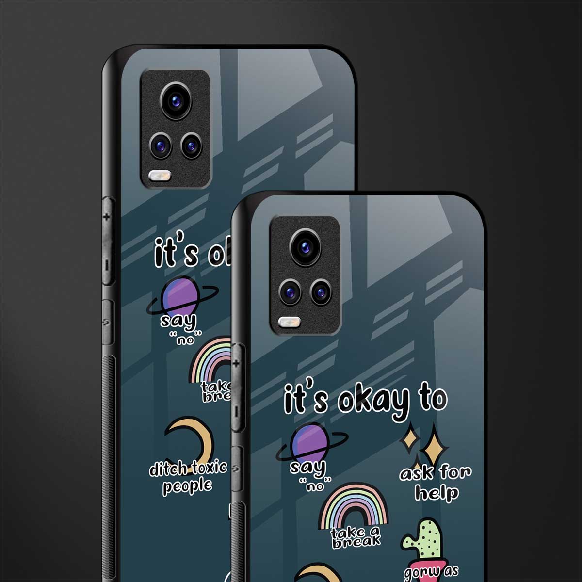 it's okay back phone cover | glass case for vivo y73