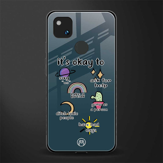 it's okay back phone cover | glass case for google pixel 4a 4g