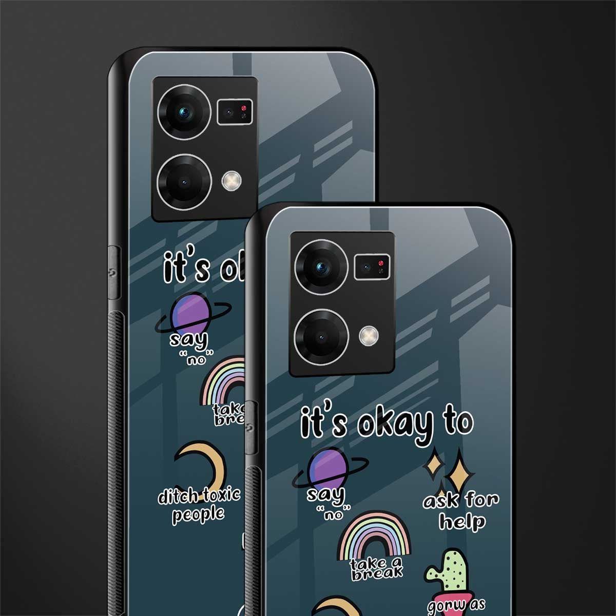 it's okay back phone cover | glass case for oppo f21 pro 4g