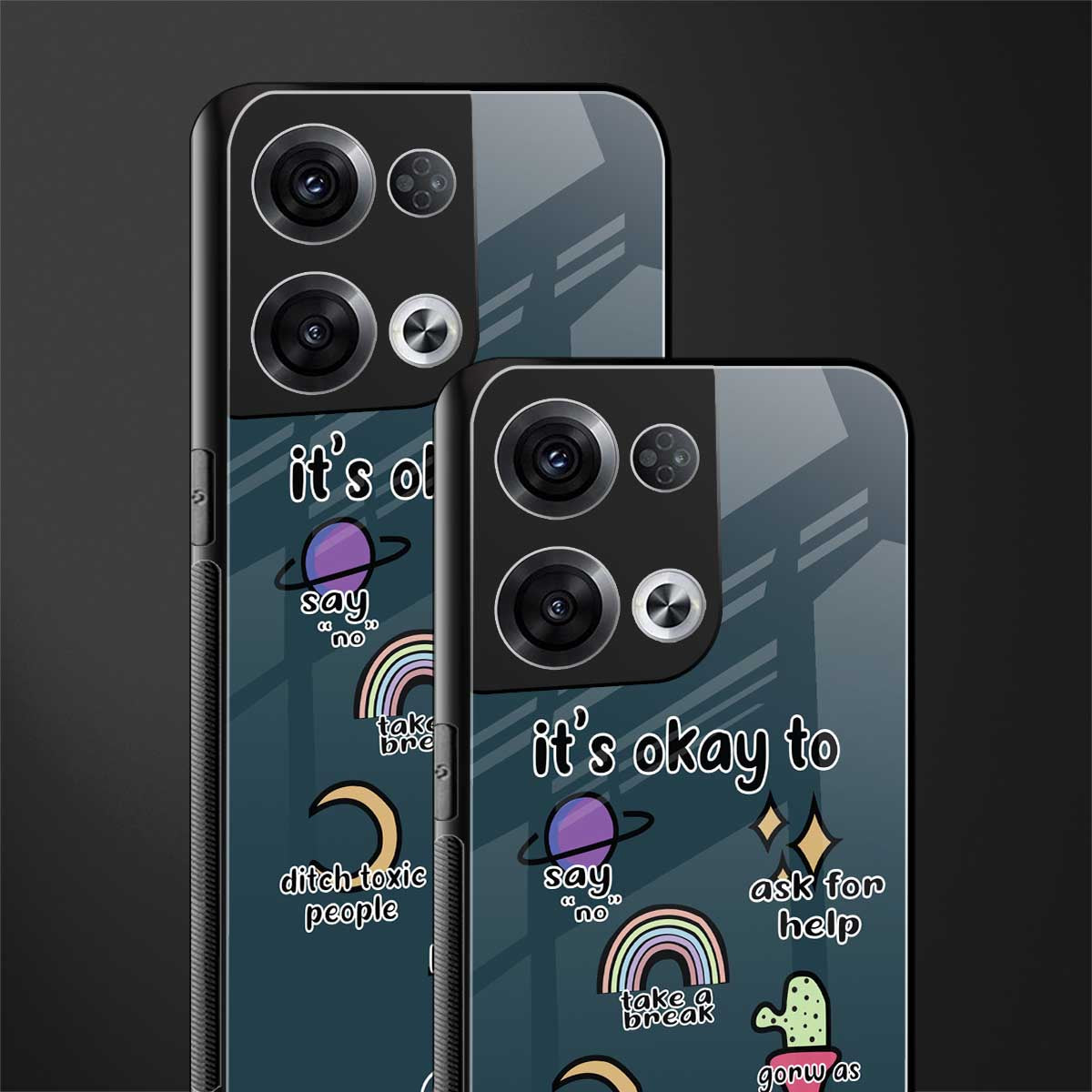 it's okay back phone cover | glass case for oppo reno 8