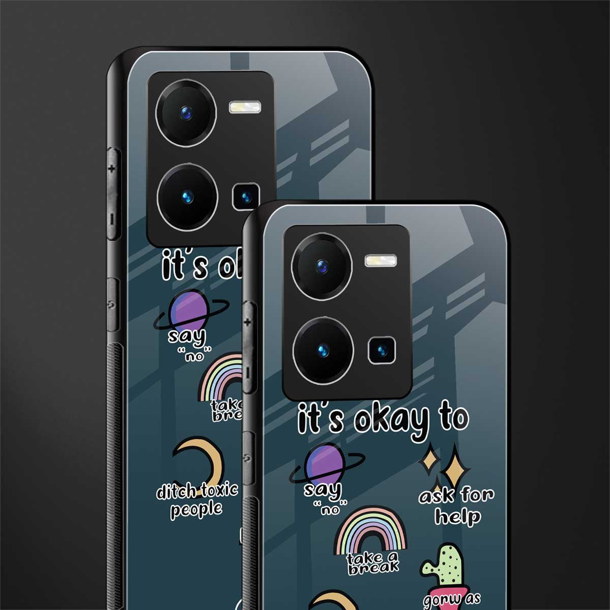 it's okay back phone cover | glass case for vivo y35 4g