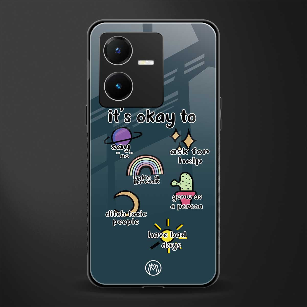it's okay back phone cover | glass case for vivo y22