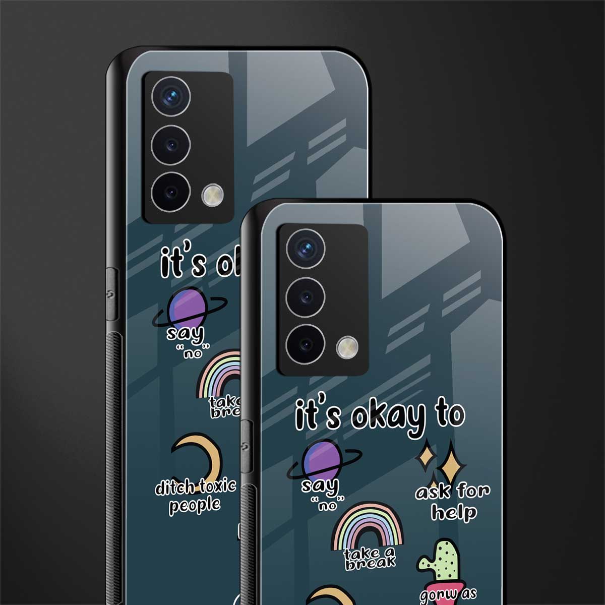 it's okay back phone cover | glass case for oppo a74 4g