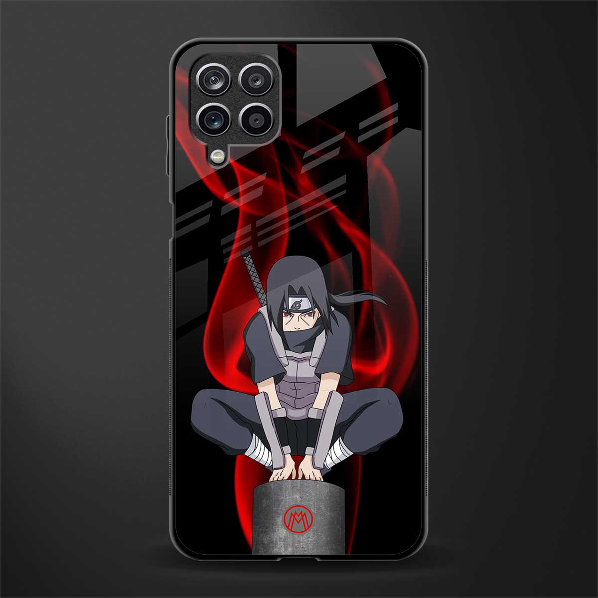 itachi uchiha back phone cover | glass case for samsung galaxy a22 4g