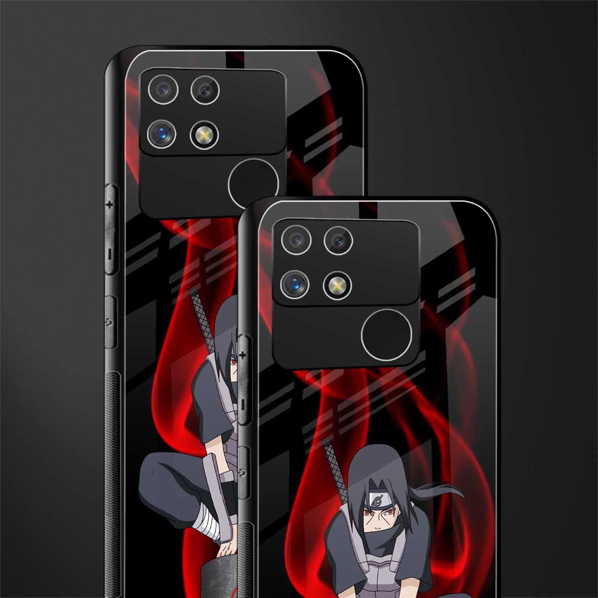 itachi uchiha back phone cover | glass case for realme narzo 50a