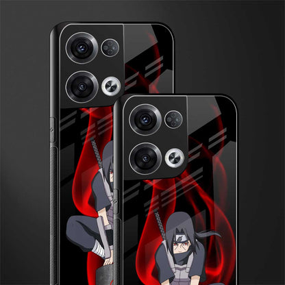 itachi uchiha back phone cover | glass case for oppo reno 8