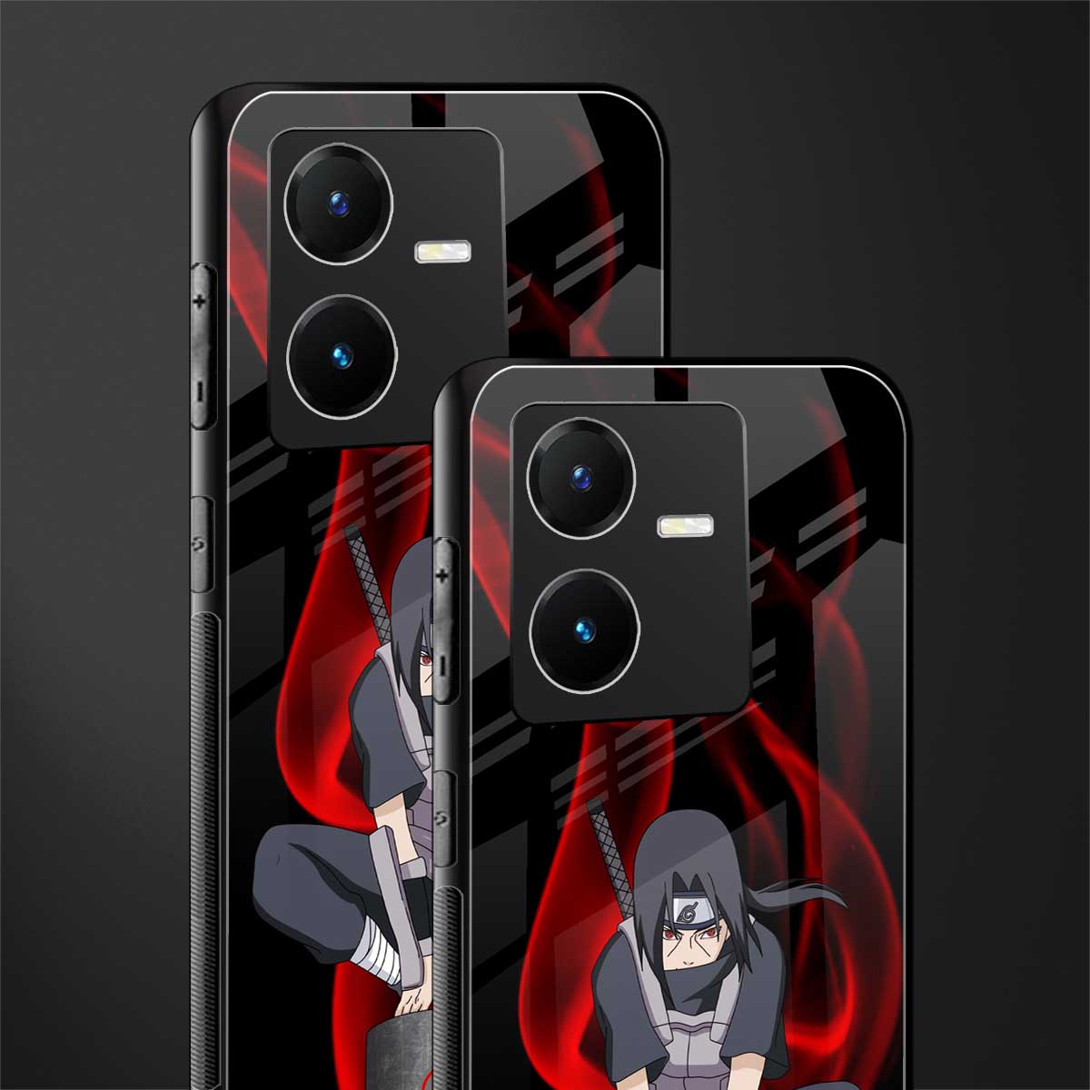 itachi uchiha back phone cover | glass case for vivo y22
