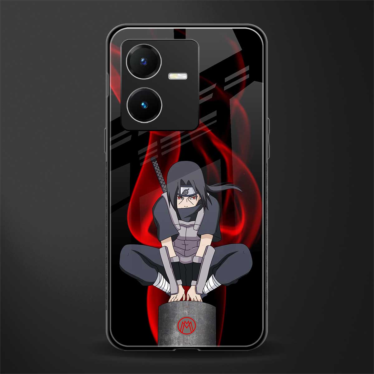 itachi uchiha back phone cover | glass case for vivo y22