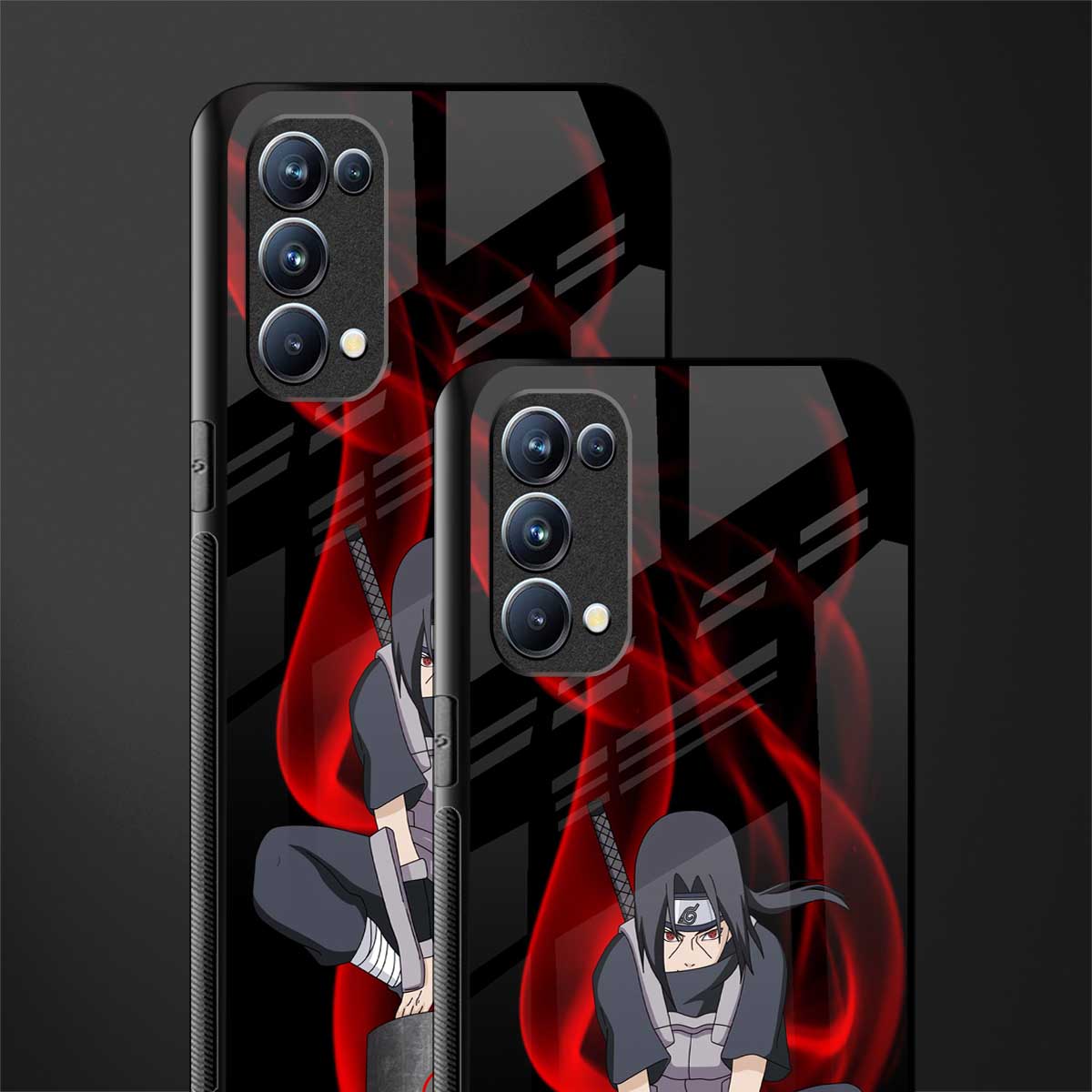 itachi uchiha back phone cover | glass case for oppo reno 5