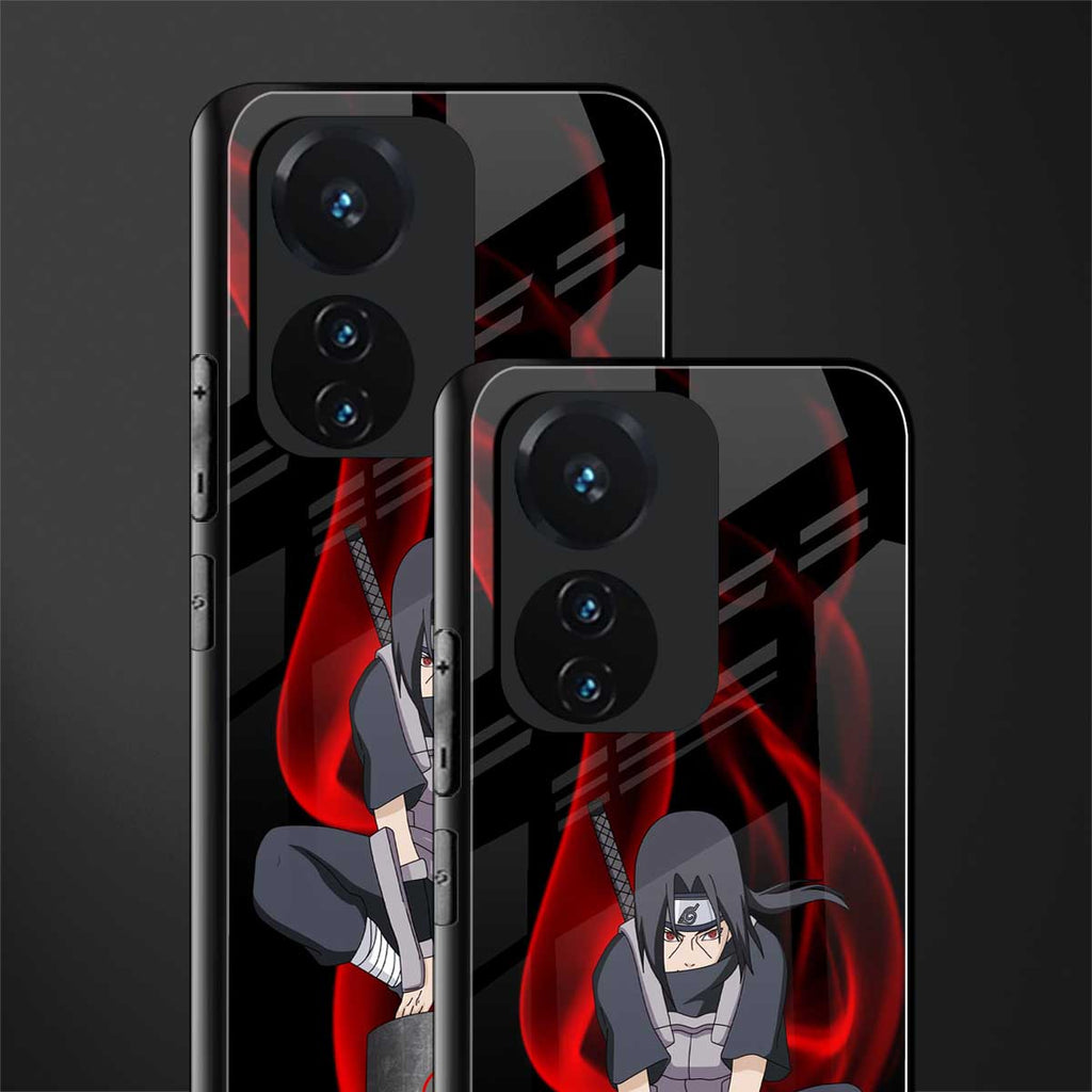 itachi uchiha back phone cover | glass case for vivo t1 44w 4g