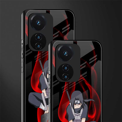 itachi uchiha back phone cover | glass case for vivo t1 44w 4g