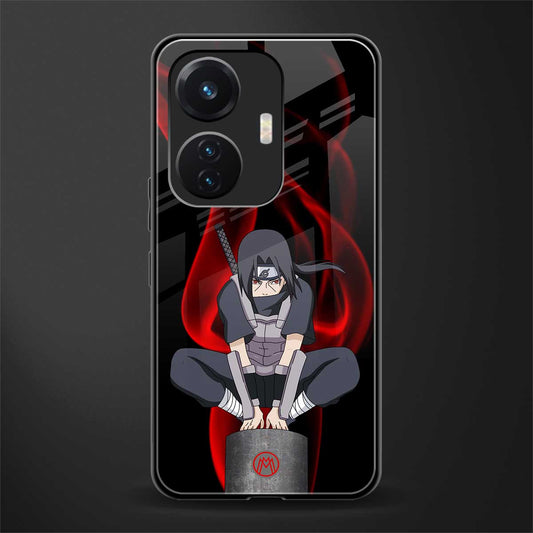 itachi uchiha back phone cover | glass case for vivo t1 44w 4g