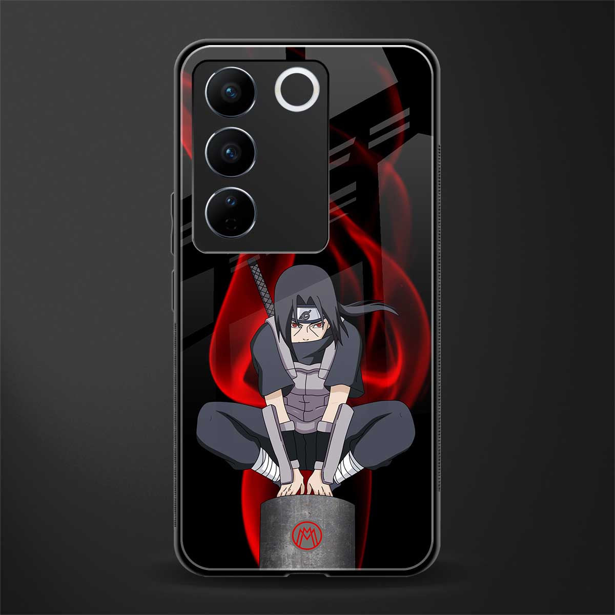 itachi uchiha back phone cover | glass case for vivo v27 pro 5g