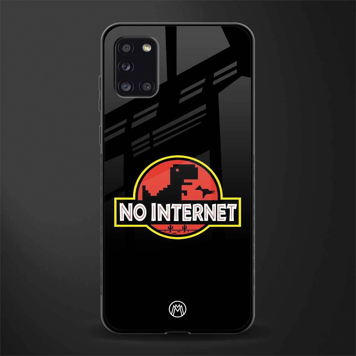 jurassic park no internet glass case for samsung galaxy a31 image