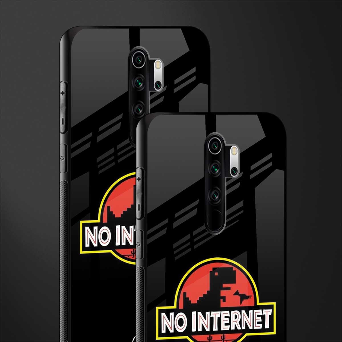 jurassic park no internet glass case for redmi note 8 pro image-2
