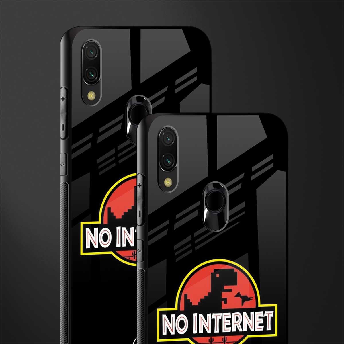 jurassic park no internet glass case for redmi note 7 pro image-2